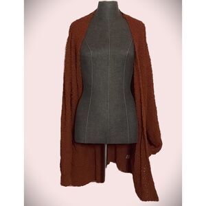 ZENANA Burnt Orange Rust Chenille Longline Duster Women's Cardigan, Pockets, 1X